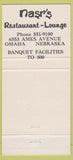 Matchbook Cover - Nasr's Restaurant Omaha NE 30 Strike