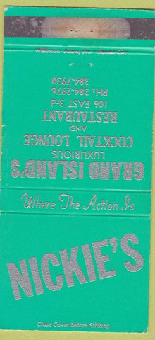 Matchbook Cover - Nickie's Grand Island NE WORN 30 Strike