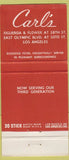 Matchbook Cover - Carl's Los Angeles CA 30 Stick