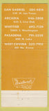 Matchbook Cover Steak Corral San Gabriel Whittier Arcadia Pasadena CA 30 Strike
