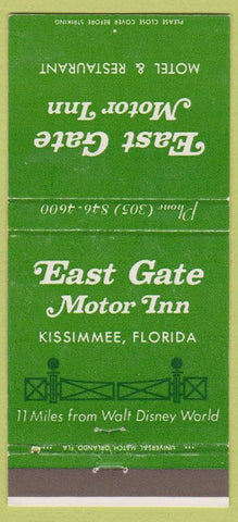 Matchbook Cover - East Gate Motor Inn Kissimmee FL Disneyworld ref 30 Strike