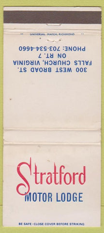Matchbook Cover - Stratford Motor Lodge Falls Church VA 30 Strike