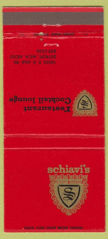 Matchbook Cover - Schiavi's Detroit MI restaurant 30 Strike