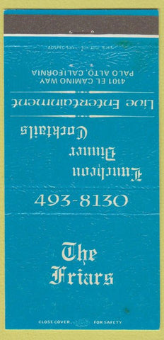 Matchbook Cover - The Friars Palo Alto CA 30 Strike