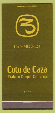 Matchbook Cover - Cota De Caza Trabuco Canyon CA 30 Strike