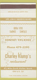 Matchbook Cover - Charley Klump's Restaurant Harbor Beach MI WEAR 30 Strike