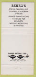 Matchbook Cover - Renzo's Restaurant Campbell CA 30 Strike