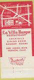 Matchbook Cover - La Villa Basque French Restaurant Vernon CA 30 Strike