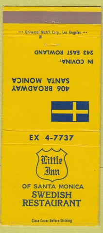 Matchbook Cover - Swedish Restaurant Santa Monica CA Covina 30 Strike
