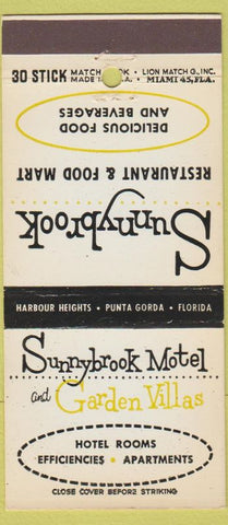 Matchbook Cover - Sunnybrook Motel Punta Gorda FL 30 Stick