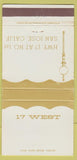 Matchbook Cover - 17 West San Jose CA 30 Strike