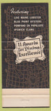 Matchbook Cover - The Oyster House Los Angeles CA 30 Strike