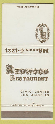Matchbook Cover - Redwood Restaurant Los Angeles CA 30 Strike