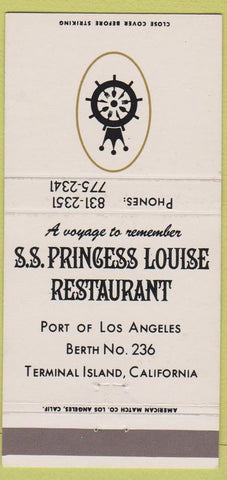 Matchbook Cover - SS Princess Louise Terminal Island CA 30 Strike
