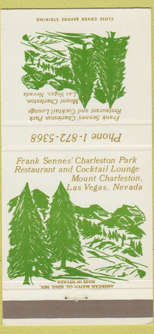 Matchbook Cover - Frank Sennes Charleston Park Las Vegas NV 30 Strike