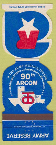 Matchbook Cover - Army Reserve TX Locations Abilene Austin  Jewelite