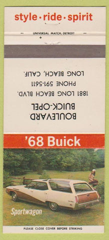 Matchbook Cover - 1968 Buick Boulevard Opel Long Beach CA Sportwagon 30 Strike