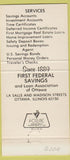 Matchbook Cover - First Federal Savings Ottawa IL 30 Strike