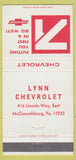 Matchbook Cover - 1971 Chevrolet McConnellsburg PA 30 Strike