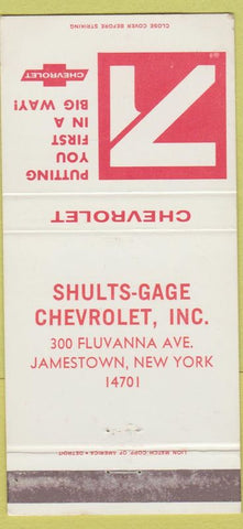 Matchbook Cover - 1971 Chevrolet Shults Gage Jamestown NY 30 Strike
