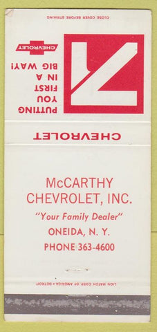 Matchbook Cover - 1971 Chevrolet McCarthy Oneida NY 30 Strike