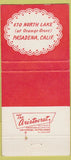 Matchbook Cover - The Den Restaurant Pasadena CA 30 Strike