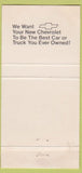 Matchbook Cover - Chevrolet  30 Strike