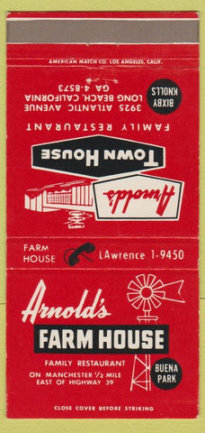 Matchbook Cover - Arnold's Farm House Buena Park CA 30 Strike