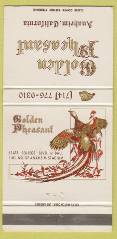 Matchbook Cover - Golden Pheasant Anaheim CA 30 Strike