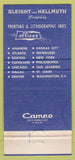 Matchbook Cover - Seleight and Hellmuth Lithography Inks 30 Strike
