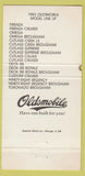 Matchbook Cover - 1983 Oldsmobile Allentown PA Ruhe  30 Strike