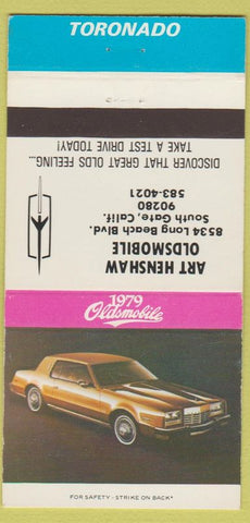 Matchbook Cover - 1979 Oldsmobile Art Henshaw South Gate CA Toronado 30 Strike