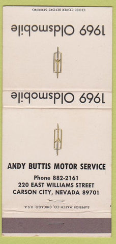 Matchbook Cover - 1969 Oldsmobile Any Buttis Carson City NV 30 Strike