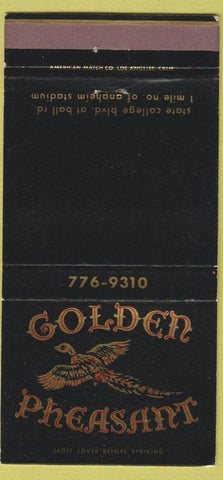 Matchbook Cover - Golden Pheasant Anaheim CA 30 Strike