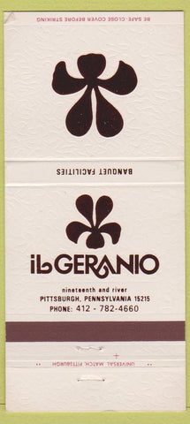 Matchbook Cover - Il Geranio Pittsburgh PA 30 Strike