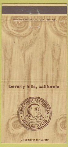 Matchbook Cover - Friars Club Beverly Hills CA WEAR 30 Strike