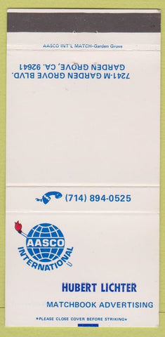 Matchbook Cover - AASCO Matches Hubert Lichter Garden Grove CA 30 Strike