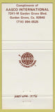Matchbook Cover - AASCO Matches Garden Grove CA 30 Strike