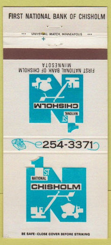 Matchbook Cover - 1st National Bank Chisholm MN 30 Strike