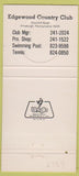 Matchbook Cover - Edgewood Country Club Pittsburgh PA 30 Strike