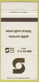 Matchbook Cover - Public Services Credit Union Los Angeles CA 30 Strike