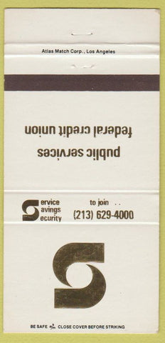 Matchbook Cover - Public Services Credit Union Los Angeles CA 30 Strike