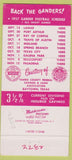 Matchbook Cover Harris Federal Savings Baytown TX 1957 Gander schedule 30 Strike