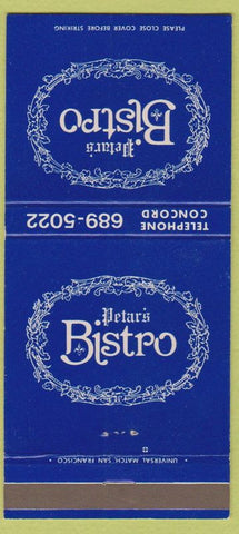 Matchbook Cover - Petar's Bistro Concord? CA 30 Strike
