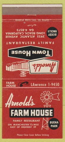 Matchbook Cover - Arnold's Farm House Long Beach CA Buena Park 30 Strike