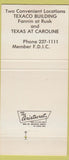 Matchbook Cover - Greater Houston Bank TX 30 Strike