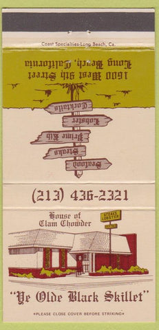 Matchbook Cover - Ye Olde Black Skillet Long Beach CA 30 Strike