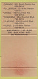 Matchbook Cover - Steer n Stein Orange Fullerton Chino CA 30 Strike