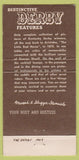 Matchbook Cover - Derby Restaurant Arcadia CA 30 Strike