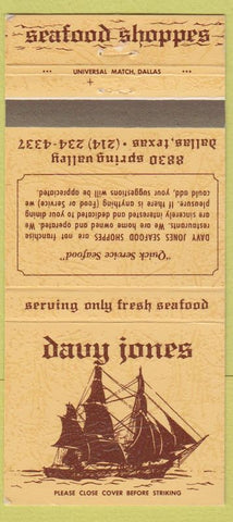 Matchbook Cover - Davy Jones Seafood Dallas TX 30 Strike